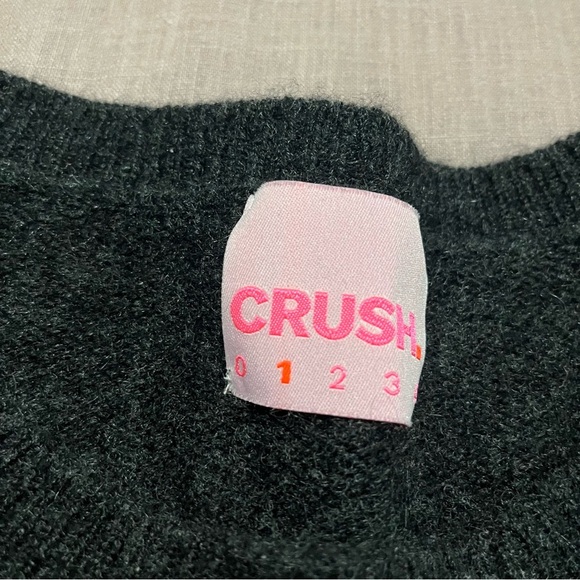 Crush Cashmere 100% Dark Gray/Black Women's Crew Neck Sweater Luxury Winter Warm - Picture 3 of 6